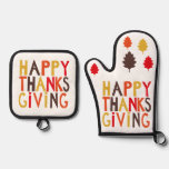 Happy Thanksgiving! Oven Mitt &amp; Pot Holder Set
