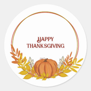 Happy Thanksgiving Pampkin Classic Round Sticker