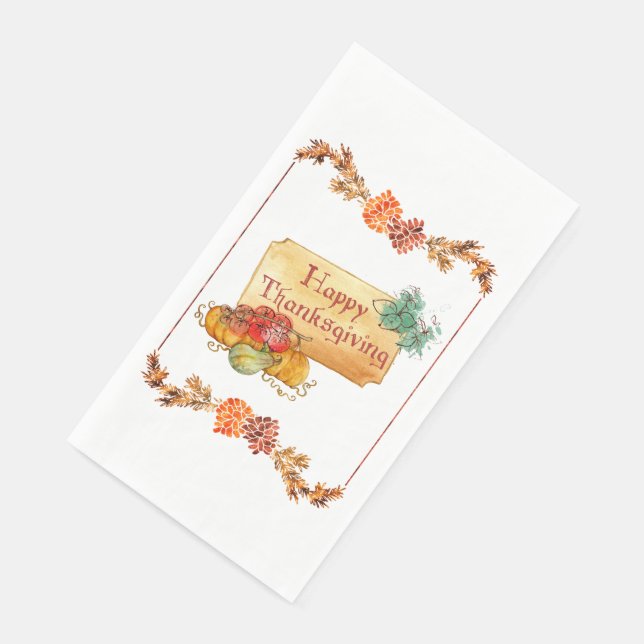 Happy Thanksgiving Paper Guest Towels (Corner)