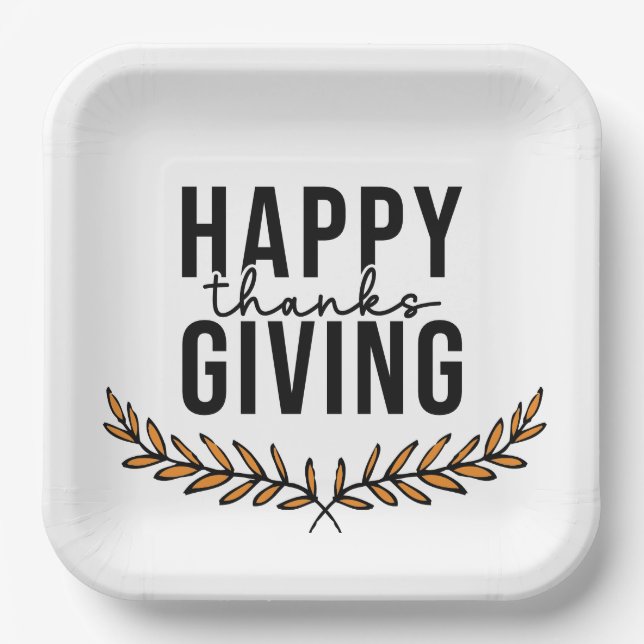 Happy Thanksgiving  Paper Plates (Front)