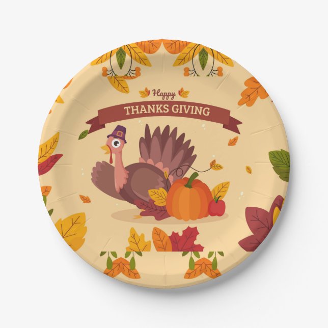 Happy Thanksgiving Paper Plates (Front)