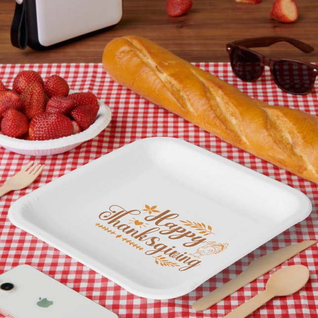 Happy Thanksgiving Paper Plates (Picnic)