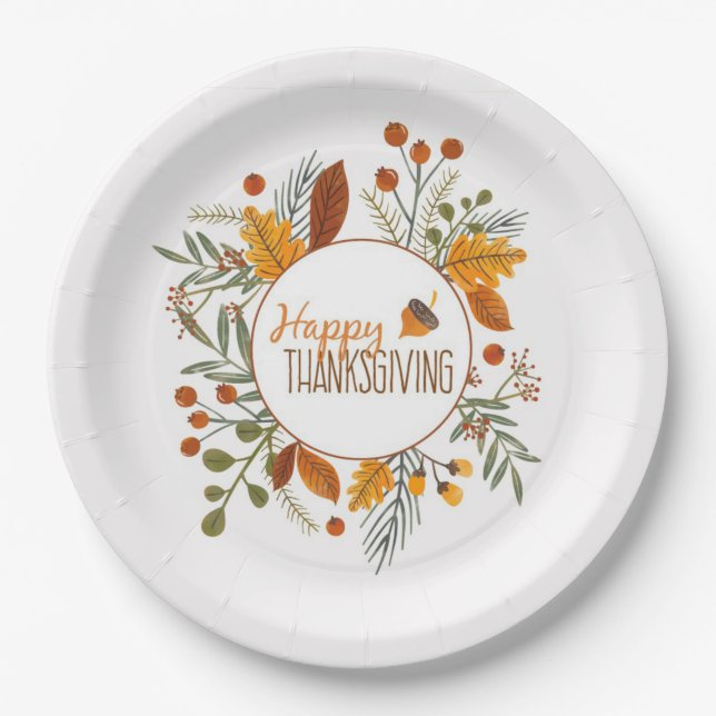 Happy Thanksgiving Paper Plates (Front)
