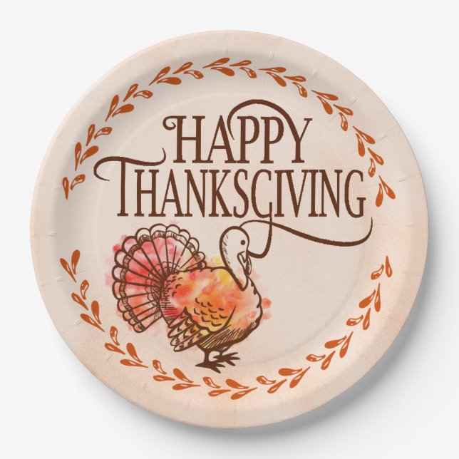 Happy Thanksgiving Paper Plates (Front)