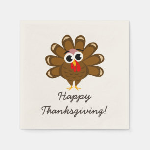 Happy Thanksgiving party napkins with funny turkey