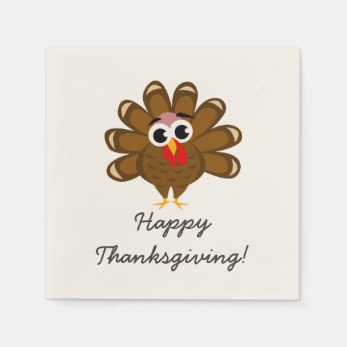 Happy Thanksgiving party napkins with funny turkey