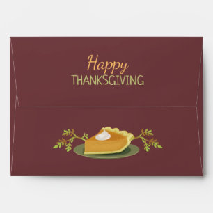 Happy Thanksgiving Party Pumpkin Pie Leaf Burgundy Envelope