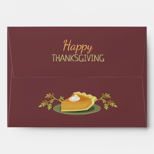 Happy Thanksgiving Party Pumpkin Pie Leaf Burgundy Envelope