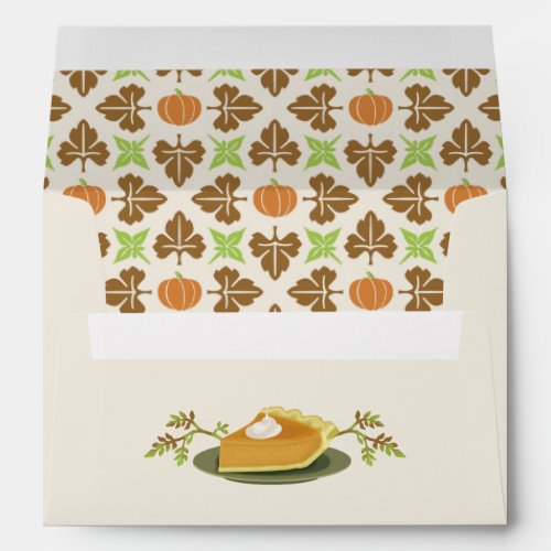 Happy Thanksgiving Party Pumpkin Pie Leaf Pattern Envelope