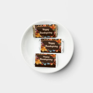 Happy Thanksgiving Party Vintage Leaves Brown Hershey's Miniatures