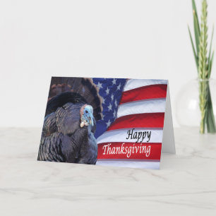 Happy Thanksgiving patriotic turkey waving America Holiday Card
