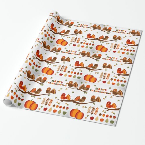 Happy Thanksgiving Pattern Wrapping Paper