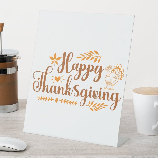 Happy Thanksgiving Pedestal Sign (In SItu)