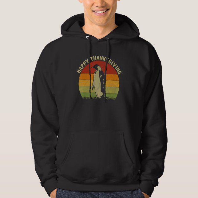 Happy Thanksgiving Penguin  Cute Thanksgiving Cost Hoodie (Front)