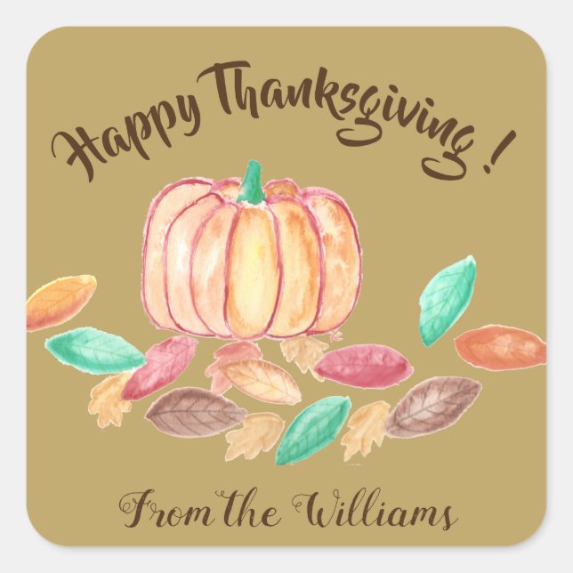 Happy Thanksgiving personalized family stickers (Front)