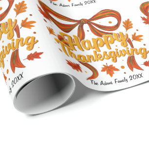 Happy Thanksgiving personalized gift tag Wrapping Paper
