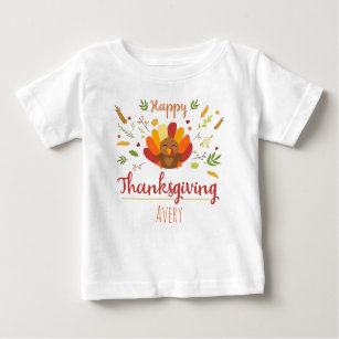 Happy Thanksgiving Personalized name Baby T-Shirt