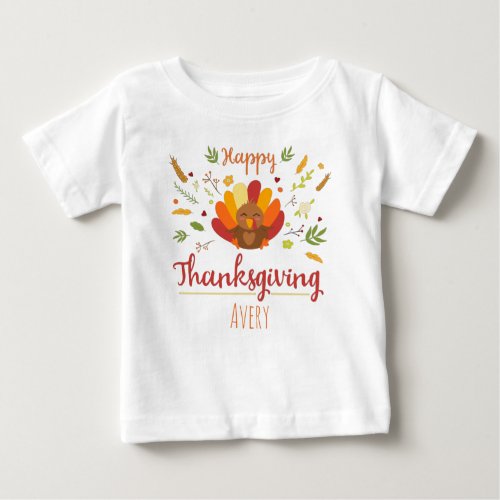 Happy Thanksgiving Personalized name Baby T_Shirt