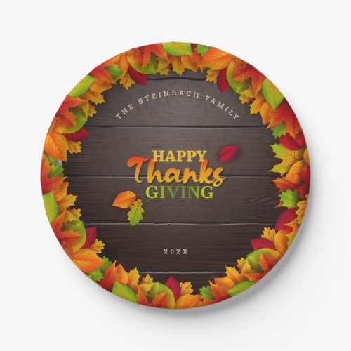 Happy Thanksgiving Personalized Paper Plates