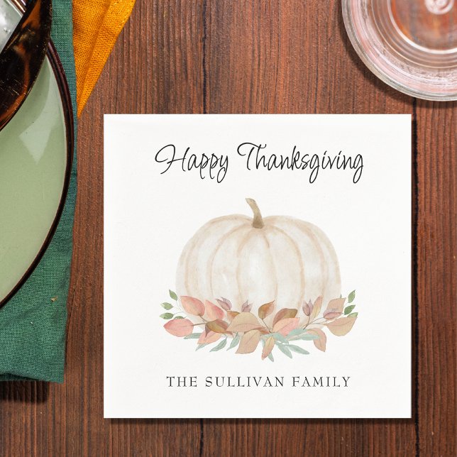 Happy Thanksgiving Personalized Pumpkin Napkins (Creator Uploaded)