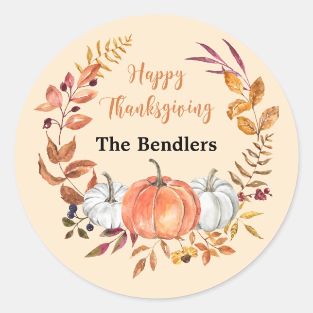 Happy Thanksgiving Personalized Sticker (Front)