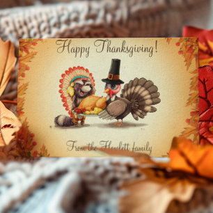 Happy Thanksgiving Personalized Turkey Animal Postcard