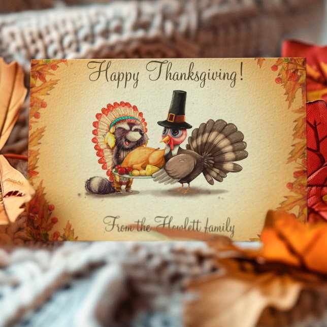 Happy Thanksgiving Personalized Turkey Animal Postcard (Creator Uploaded)