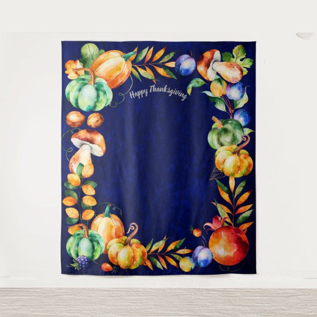 Happy Thanksgiving  Photo Backdrop Fall Harvest (Front)