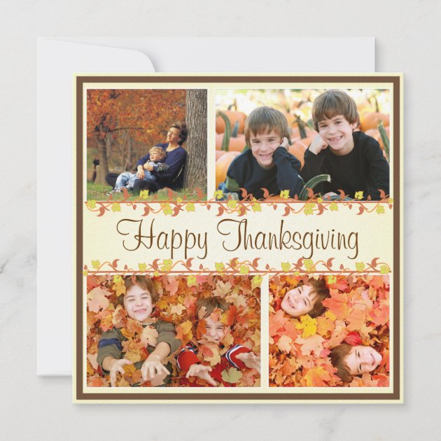 Happy Thanksgiving Photo Card Collage Autumn Leaf