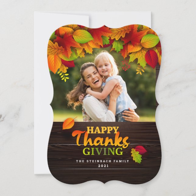 Happy Thanksgiving Photo Greeting Card (Front)