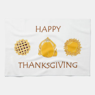 HAPPY THANKSGIVING pie turkey pie kitchen towel