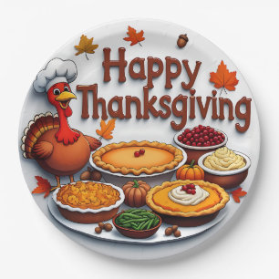 Happy Thanksgiving Pies Paper Plates
