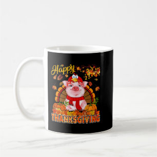 Happy Thanksgiving Pig Wearing Turkey Costume Fall Coffee Mug