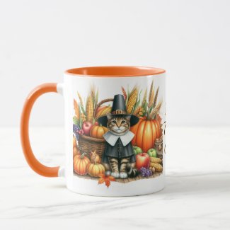 Happy Thanksgiving Pilgrim Cat 
