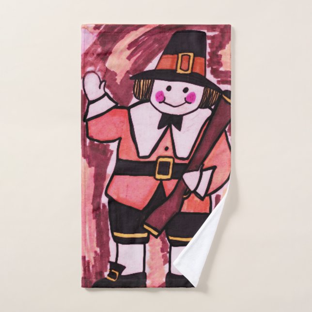 HAPPY THANKSGIVING PILGRIM HAND TOWEL  (Hand Towel)