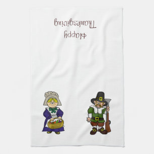 Happy Thanksgiving Pilgrims Kitchen Towel
