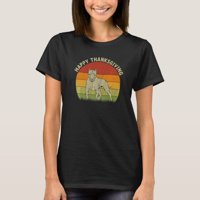 Happy Thanksgiving Pitbull Dog  Thanksgiving Costu T-Shirt (Front)