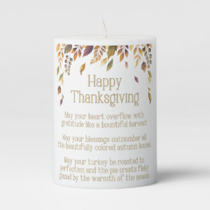 Happy Thanksgiving Poem Holiday Pillar Candle