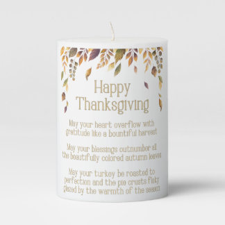 Happy Thanksgiving Poem Holiday Pillar Candle