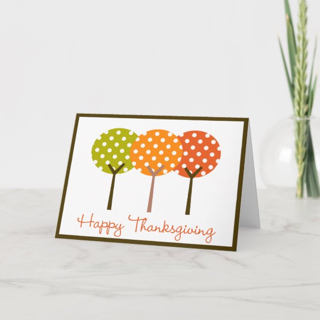 Happy Thanksgiving Polka Tree Folded Card