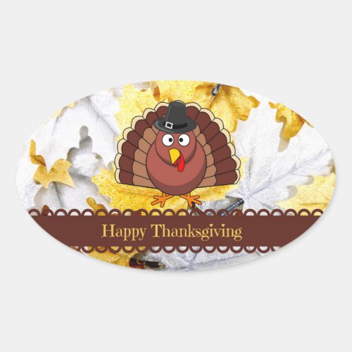 Happy Thanksgiving popular design Oval Sticker