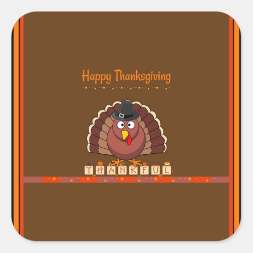 Happy Thanksgiving popular design Square Sticker
