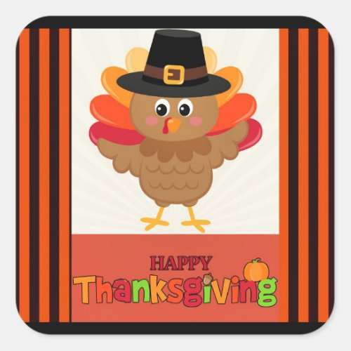 Happy Thanksgiving popular design Square Sticker