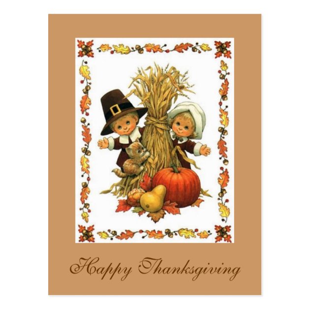 Postcard Thanksgiving Day Festival Christmas Small Cards Cartoon