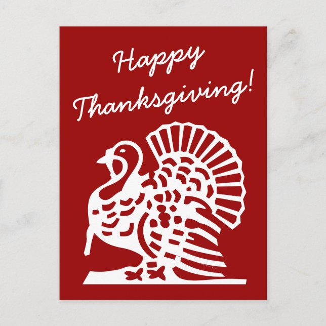 Happy Thanksgiving postcards with turkey drawing (Front)