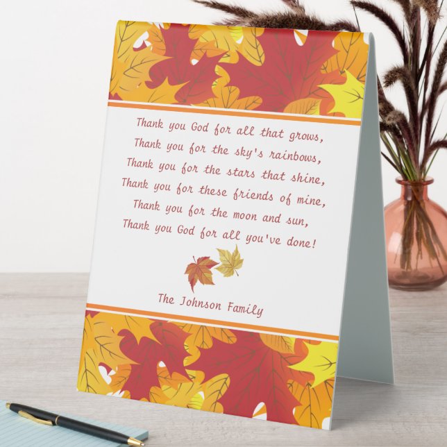Happy Thanksgiving Prayer Personalized Table Tent (In SItu (Table))