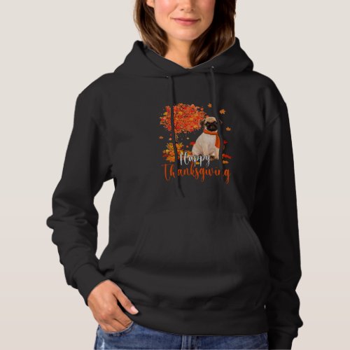Happy Thanksgiving Pug And Autumn Tree Pug Lover L Hoodie