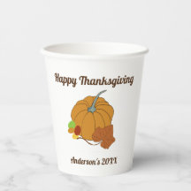 Happy thanksgiving pumpkin and leaf name and date