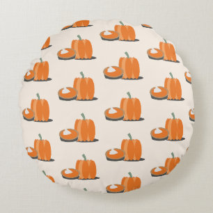 Happy Thanksgiving Pumpkin and Pumpkin Pie   Round Pillow