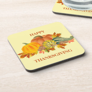 Happy Thanksgiving Pumpkin Beverage Coaster